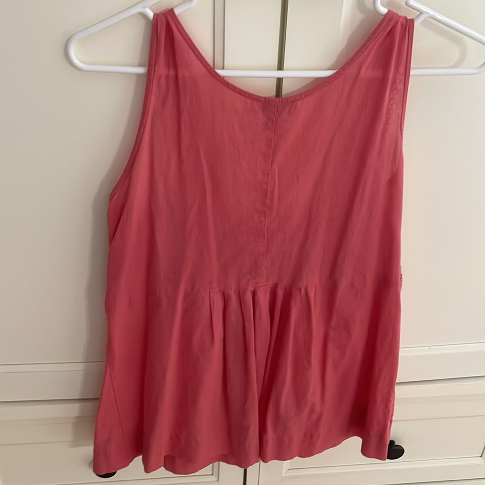 Loft sleeveless embroidered scoop neck top color Salmon - Picture 2 of 6